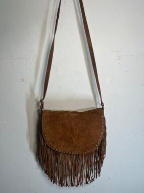 Nasty Gal Suede Fringe Studded Crossbody Bag.